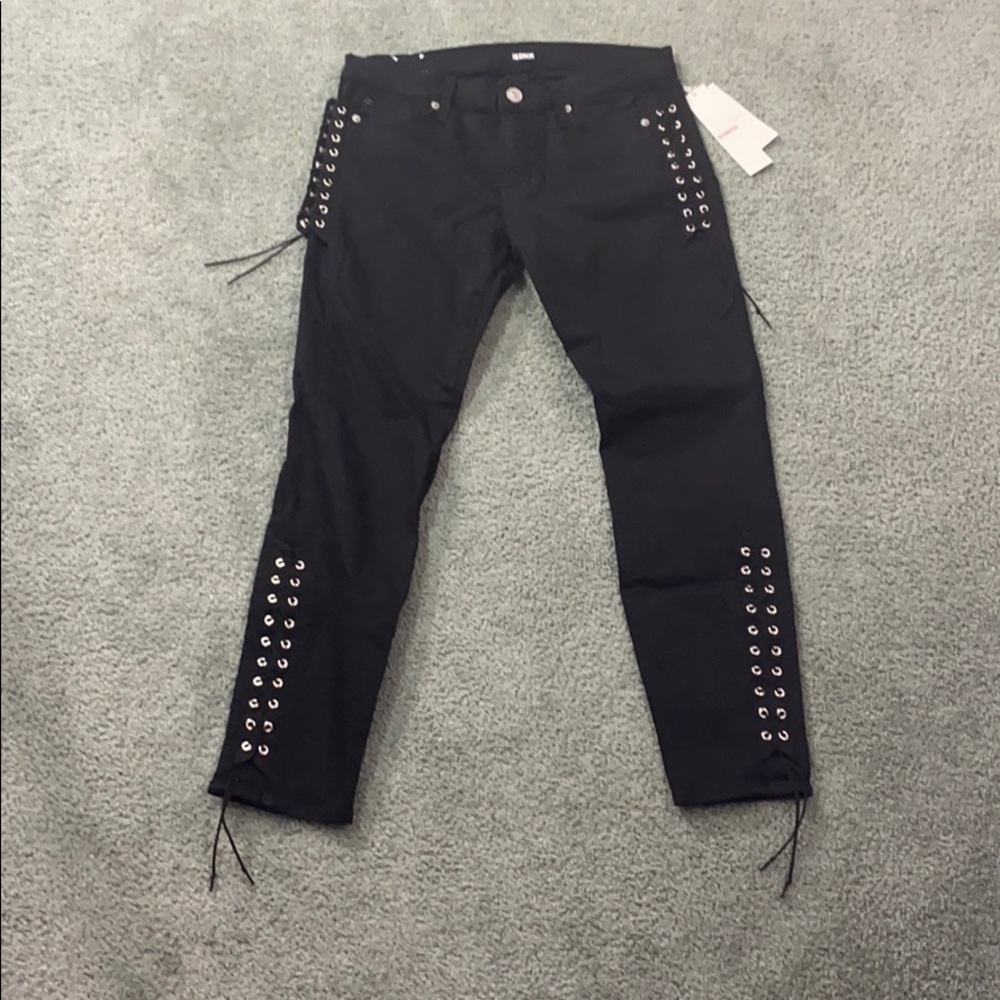 Hudson Suki Mid Rise Ankle Lattice Lace Punk Jeans